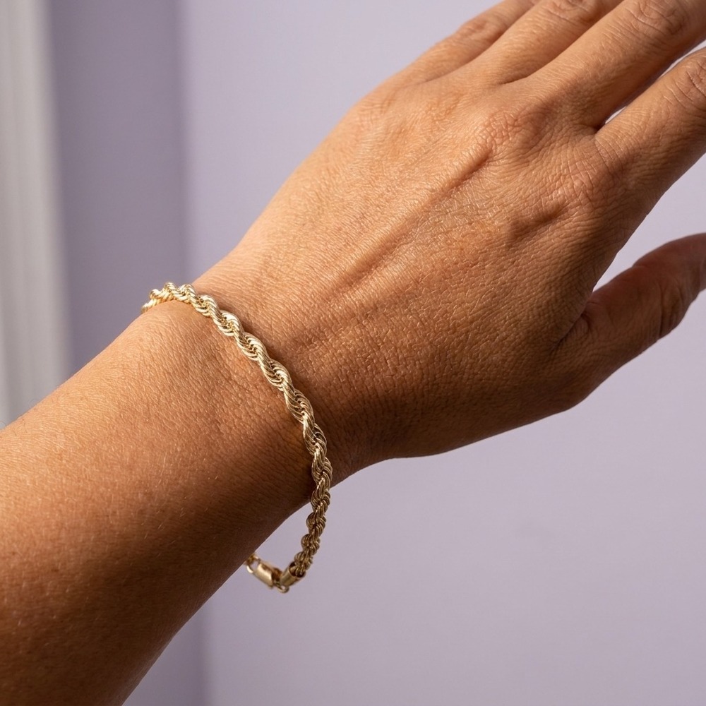 Women Rope Chain Bracelet 7in Premium Gold Planted Classic Minimalist